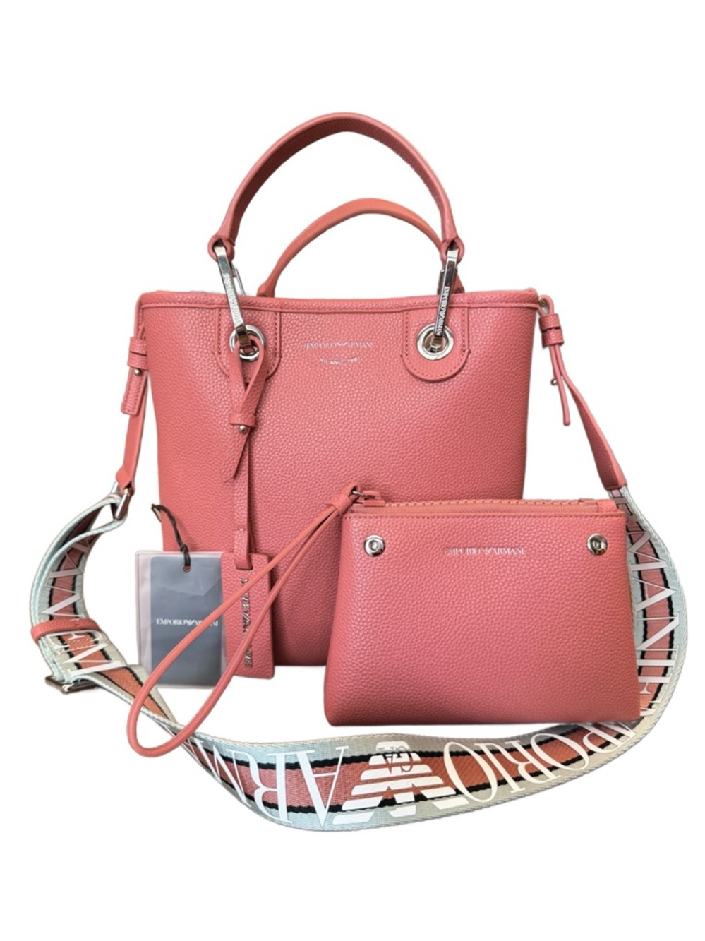 Emporio Armani Pink MyEA Vertical Tote with Removable Pouch and Hangtag